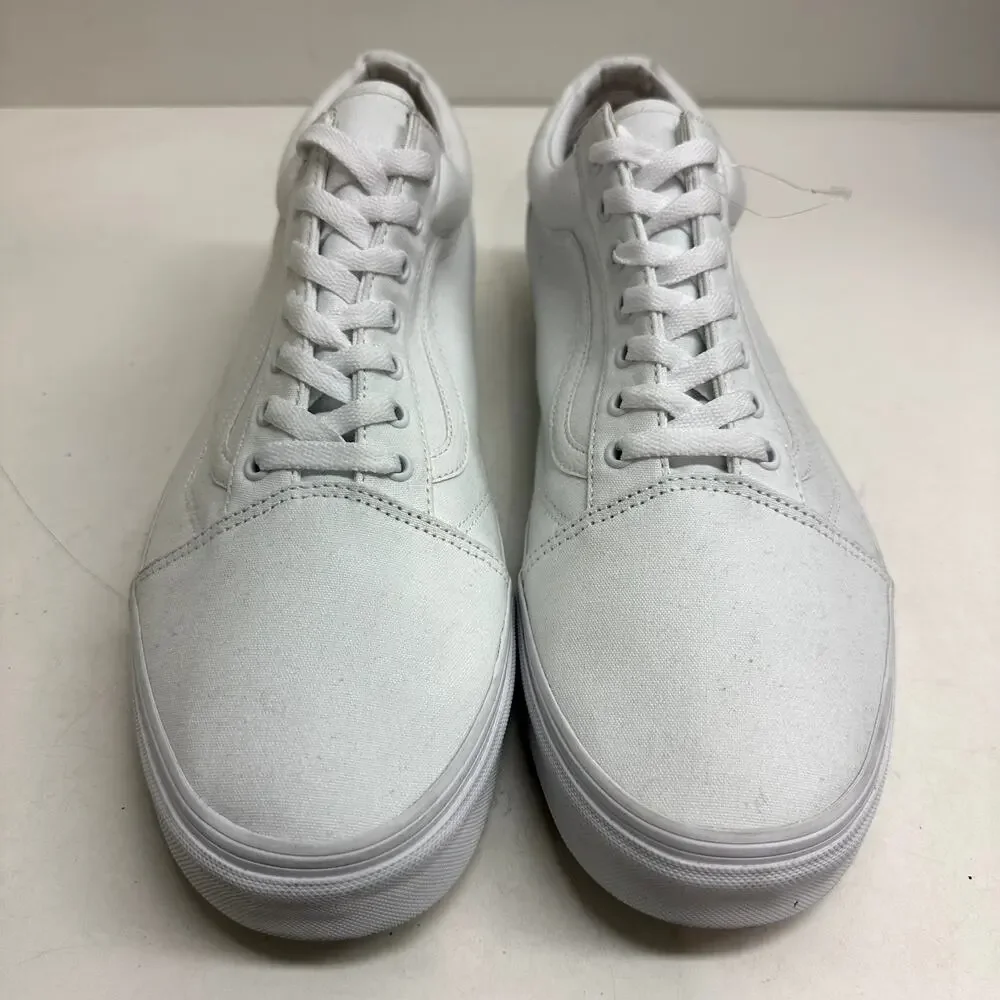 NWOT Vans Canvas Old Skool True Triple White Skate Shoes Streetwear Men's 15